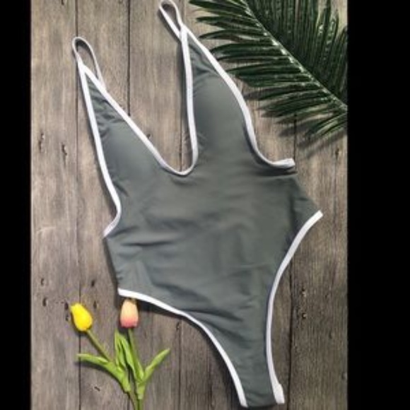 Grey Monokini Thong Swimsuit - Picture 1 of 4